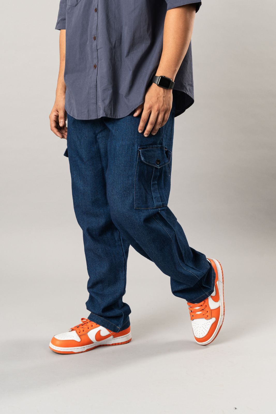 Men Wide Legs Jeans Loose Casual Work Cargo Pants Denim Street Trousers  Oversize | eBay